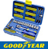Goodyear 130pc Socket Set + Screwdriver Bits Including 72-teeth Ratchet Handle
