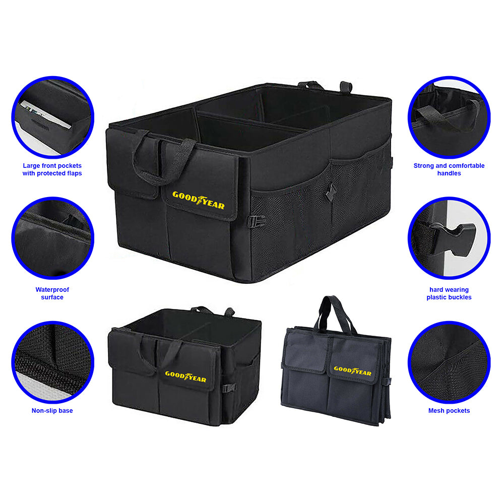 Goodyear Heavy Duty Collapsible Car Boot Organiser Tidy Storage Box Foldable