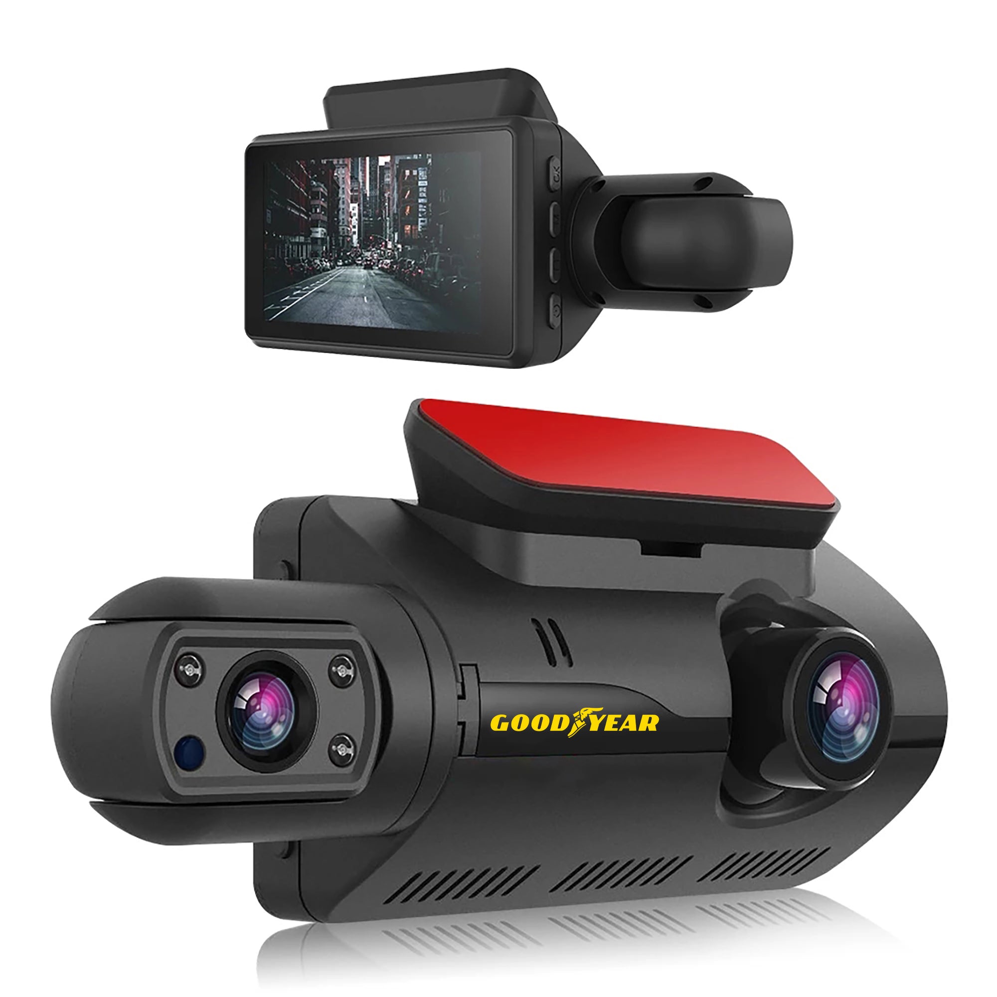 Goodyear Dual Lens Car Dash Cam with Front Rear Internal Camera HD Dashcam Taxi