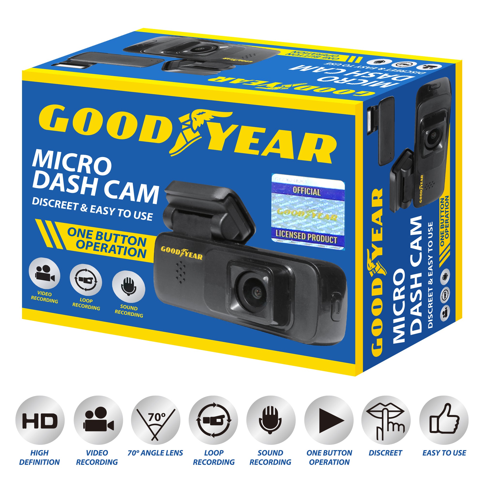 Goodyear HD Mirror Dash Cam Car DVR Video Recorder with Front and Rear  Camera