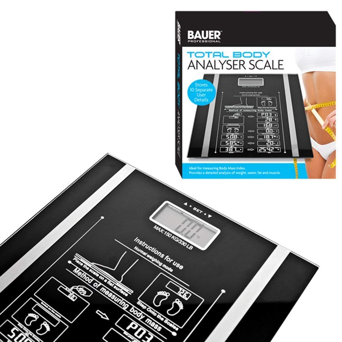 BAUER 150Kg Digital Scale Body Fat Analyser BMI Healthy Weighing Weight Scale