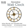 Big Garden Wall Clock Roman Numerals Skeleton Metal Large Outdoor Black Gold