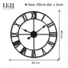 Big Garden Wall Clock Roman Numerals Open Face Metal Large Outdoor Black Watch