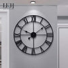 Big Garden Wall Clock Roman Numerals Open Face Metal Large Outdoor Black Watch