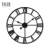 Big Garden Wall Clock Roman Numerals Open Face Metal Large Outdoor Black Watch