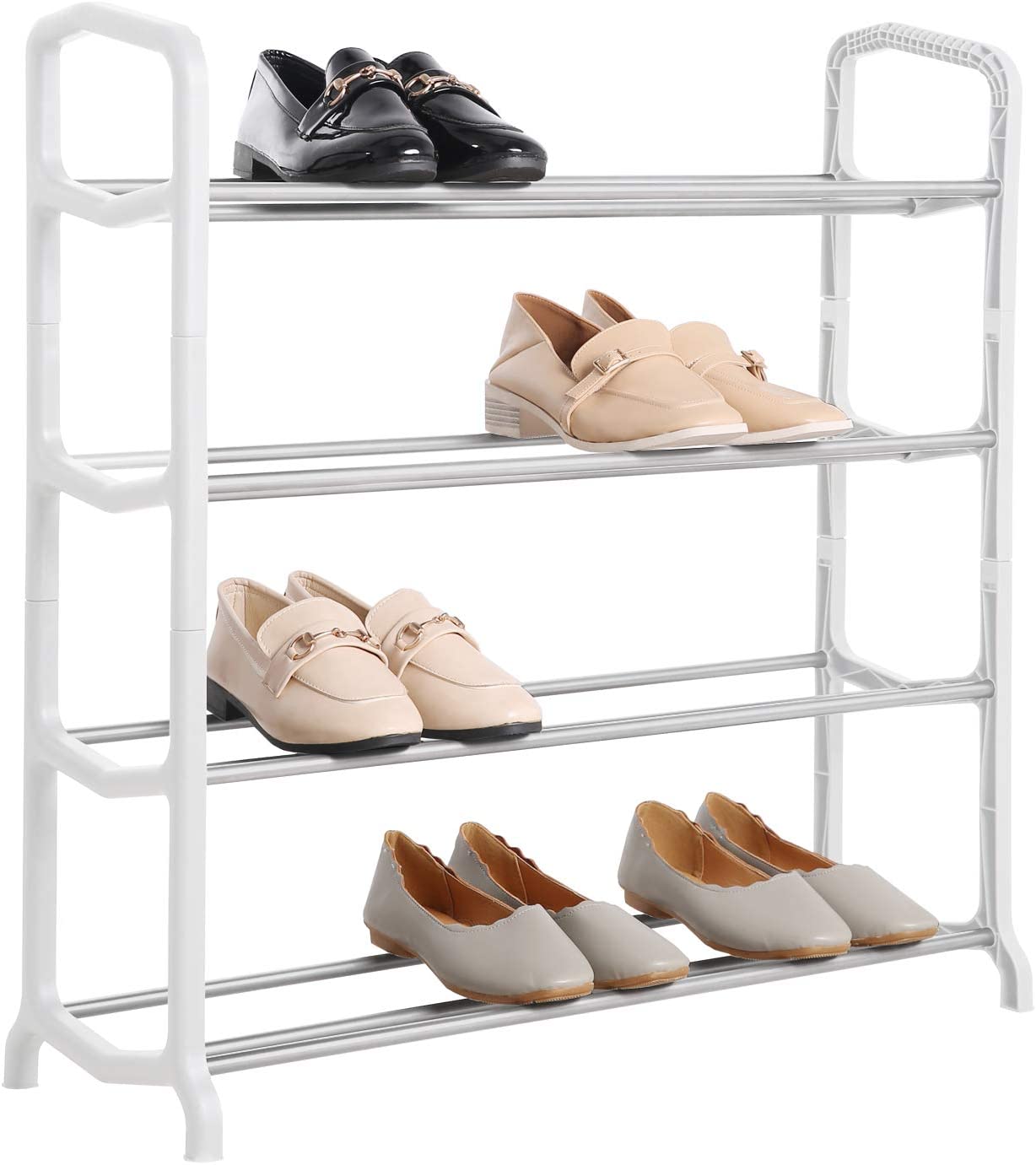 4 Tier 12 Pairs Shoe Rack Stand Storage Self Organiser Lightweight Compact Space