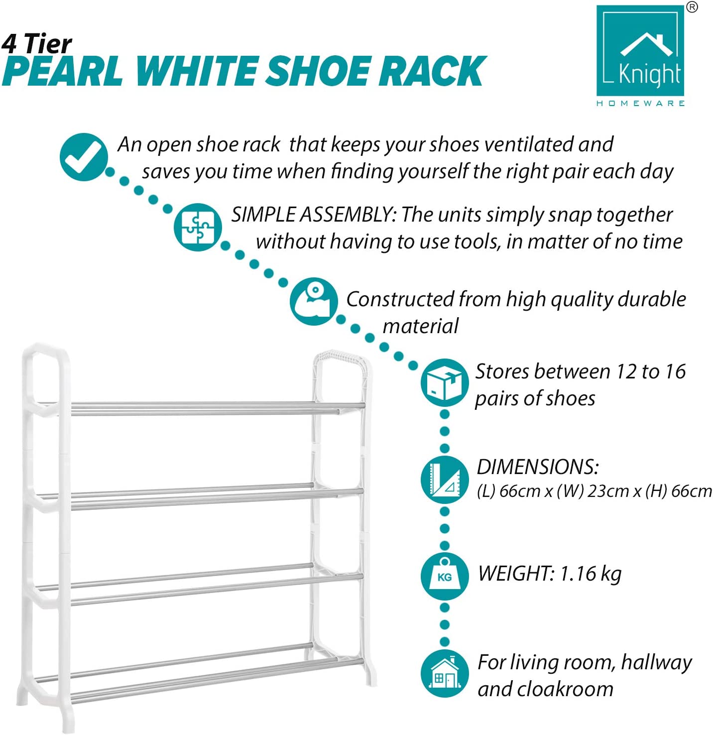 4 Tier 12 Pairs Shoe Rack Stand Storage Self Organiser Lightweight Compact Space