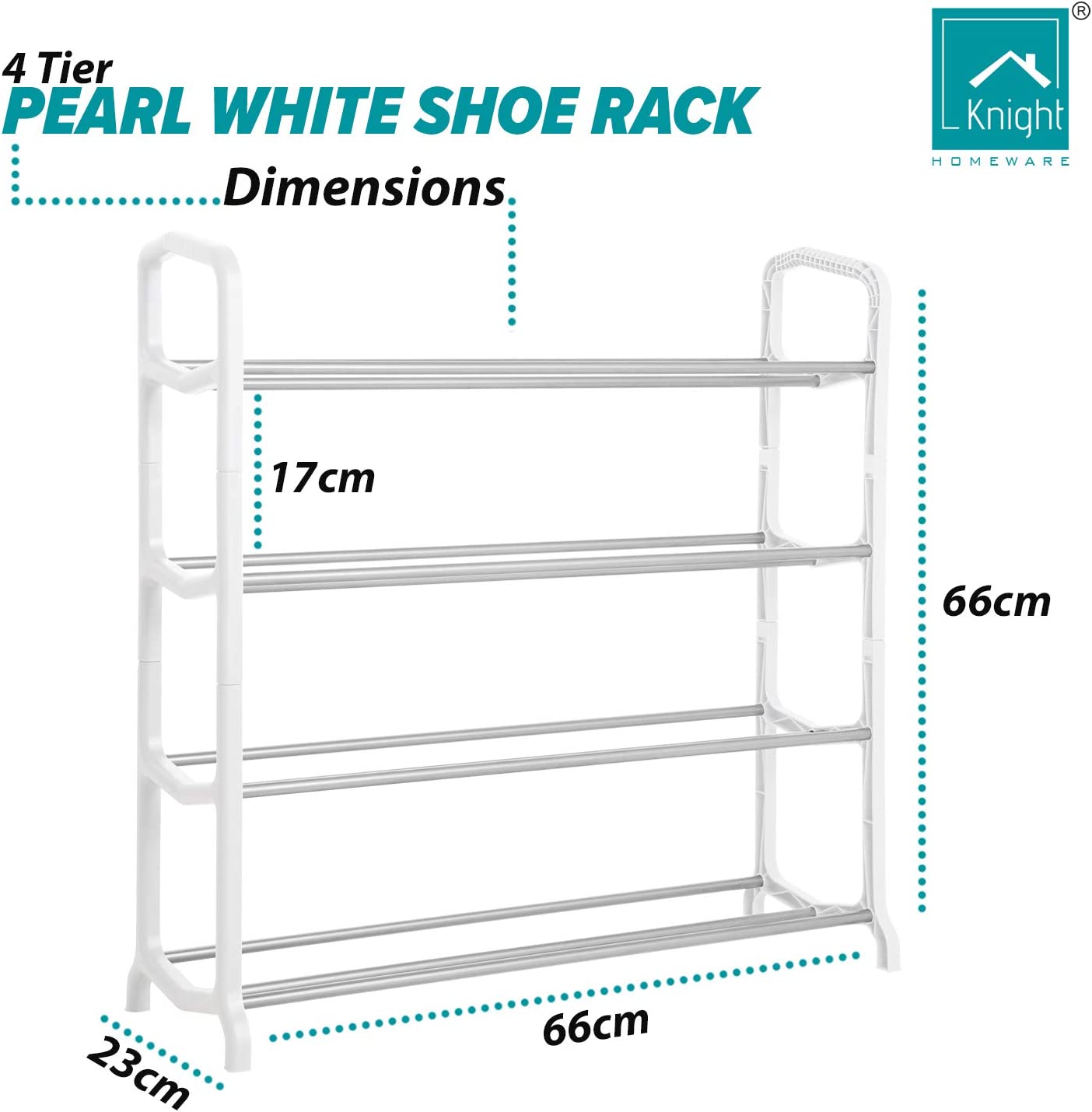 4 Tier 12 Pairs Shoe Rack Stand Storage Self Organiser Lightweight Compact Space