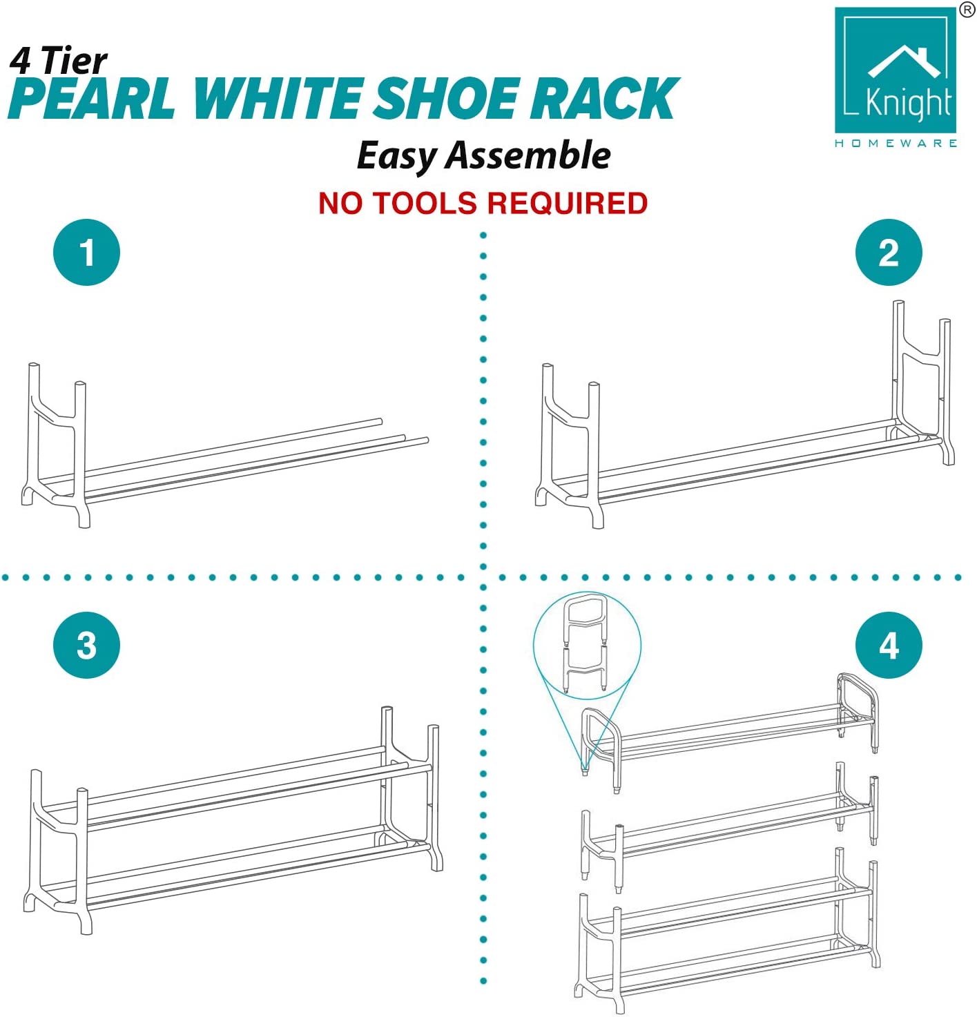 4 Tier 12 Pairs Shoe Rack Stand Storage Self Organiser Lightweight Compact Space