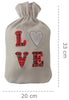 LOVE Hot Water Bottle with Warm Fleece Cover - Perfect for Valentines ! Washable