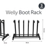 3 Pair Wellington Boot Rack Walking Storage Wellies Shoes Stand Indoor & Outdoor