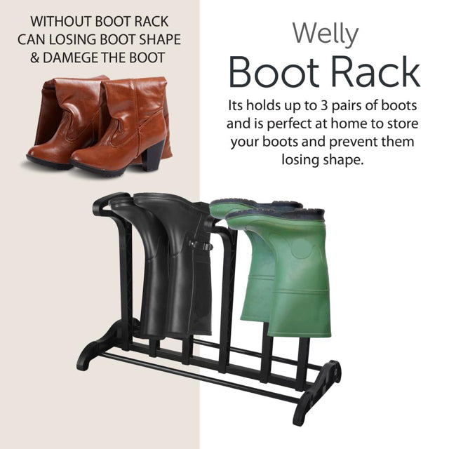 3 Pair Wellington Boot Rack Walking Storage Wellies Shoes Stand Indoor & Outdoor