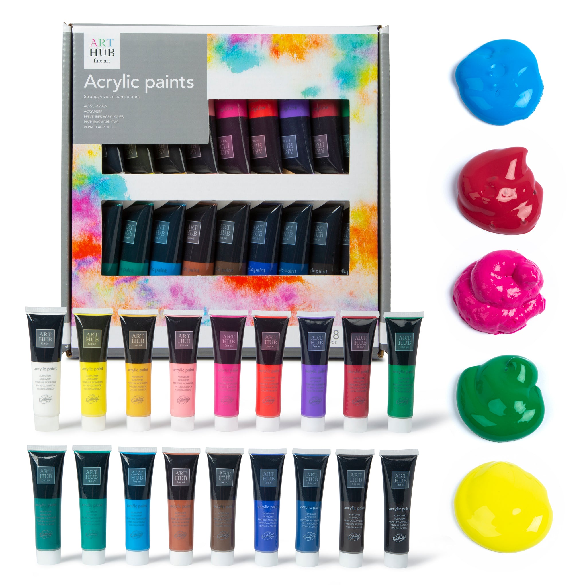 Art Hub Fine Art Acrylic Paint Set 18 Vibrant Colours Artists Craft Pa –  Thinkprice Online Store