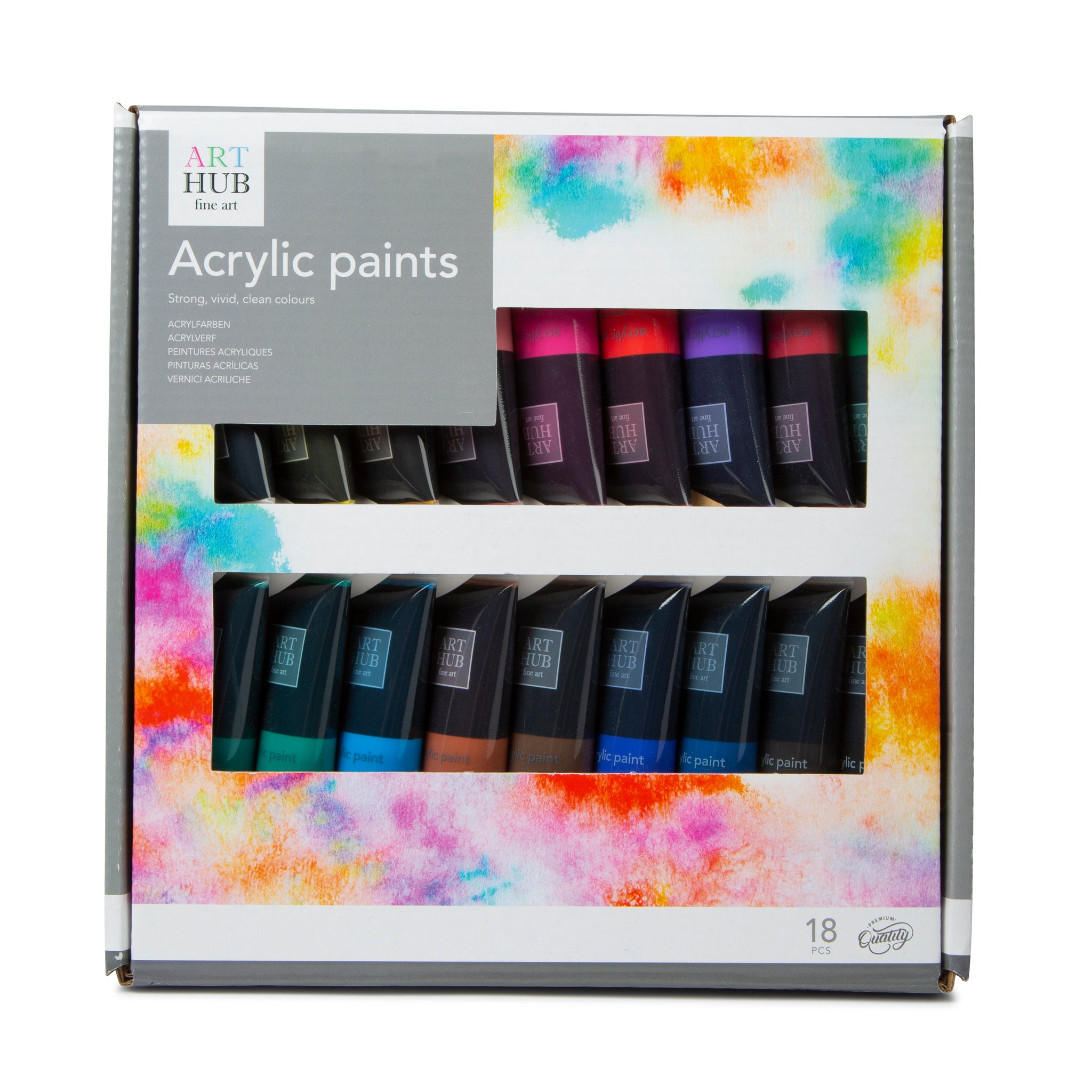 Art Hub Fine Art Acrylic Paint Set 18 Vibrant Colours Artists Craft Pa –  Thinkprice Online Store