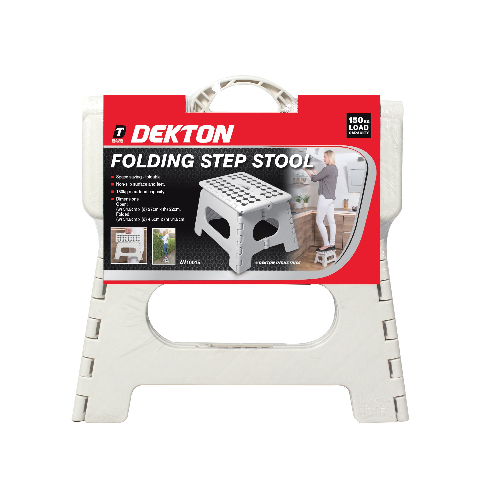 Dekton White Folding Step Stool 150kg Max Anti Slip Home Workplace Aid Ladder