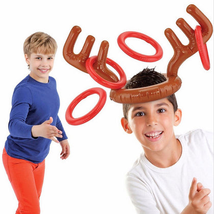 Christmas Inflatable Reindeer Antler Ring Toss Game Xmas Family Fun Party Toys