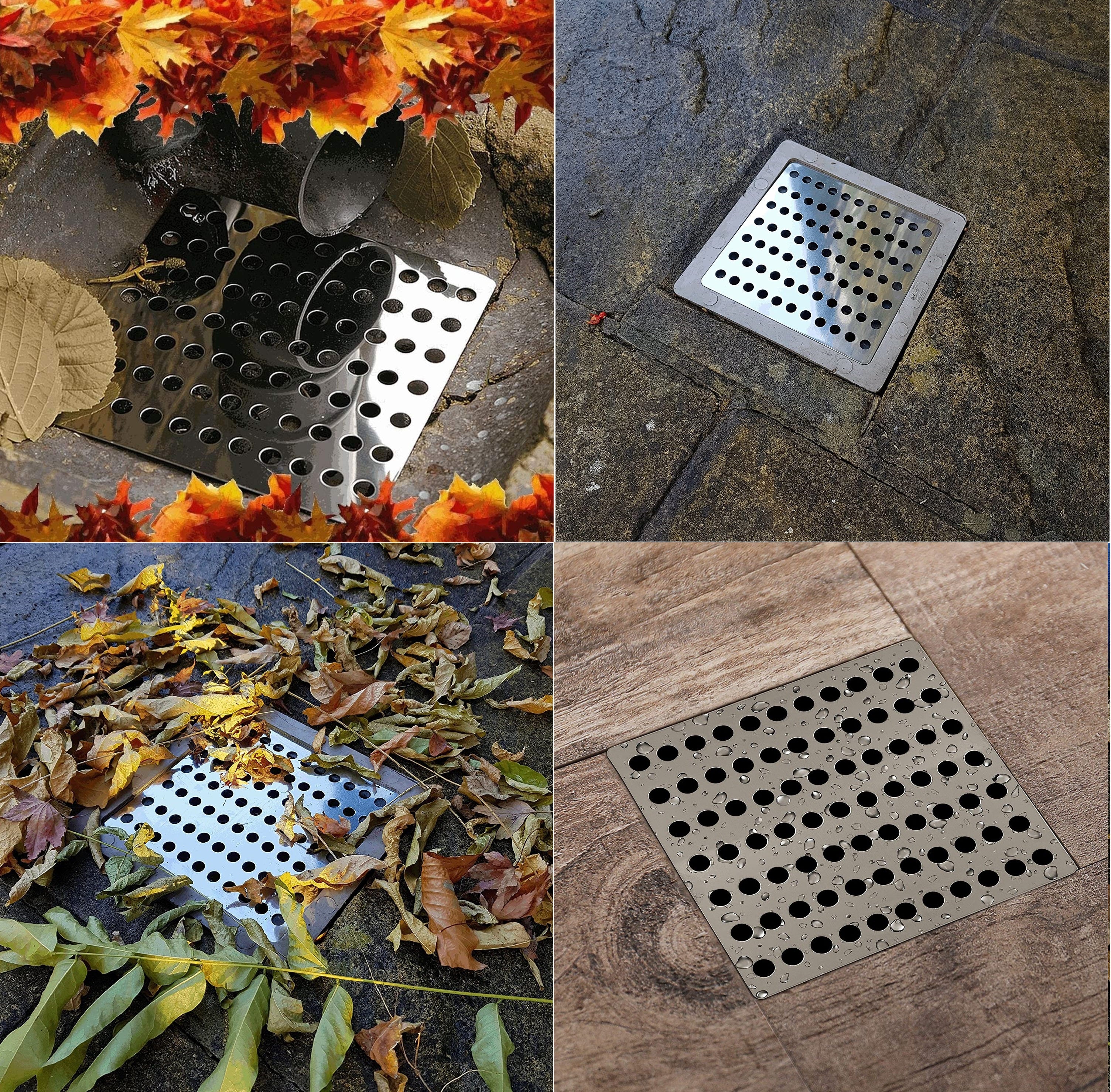 Rustproof Square Stainless Steel Swirl Drain Leaf Guard Cover Drainage Garden In