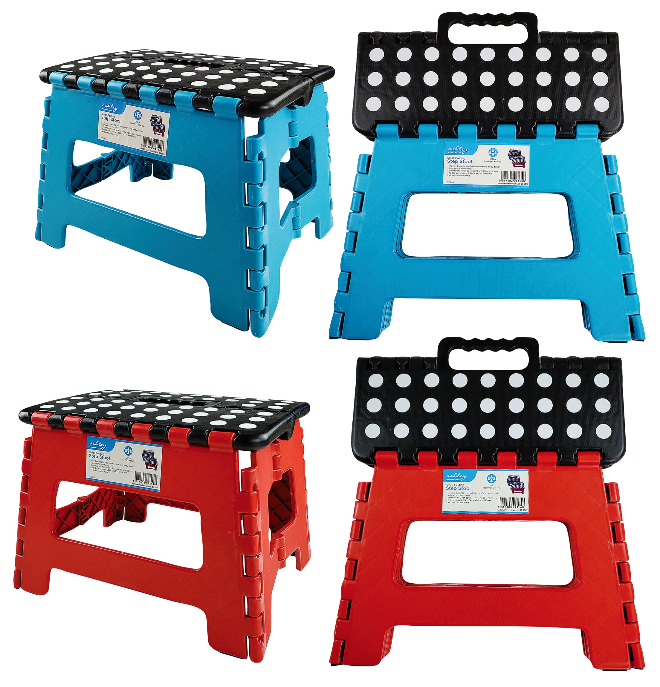 Folding Plastic Step Stool Multi Purpose Anti Slip Lightweight Handle Home 120Kg