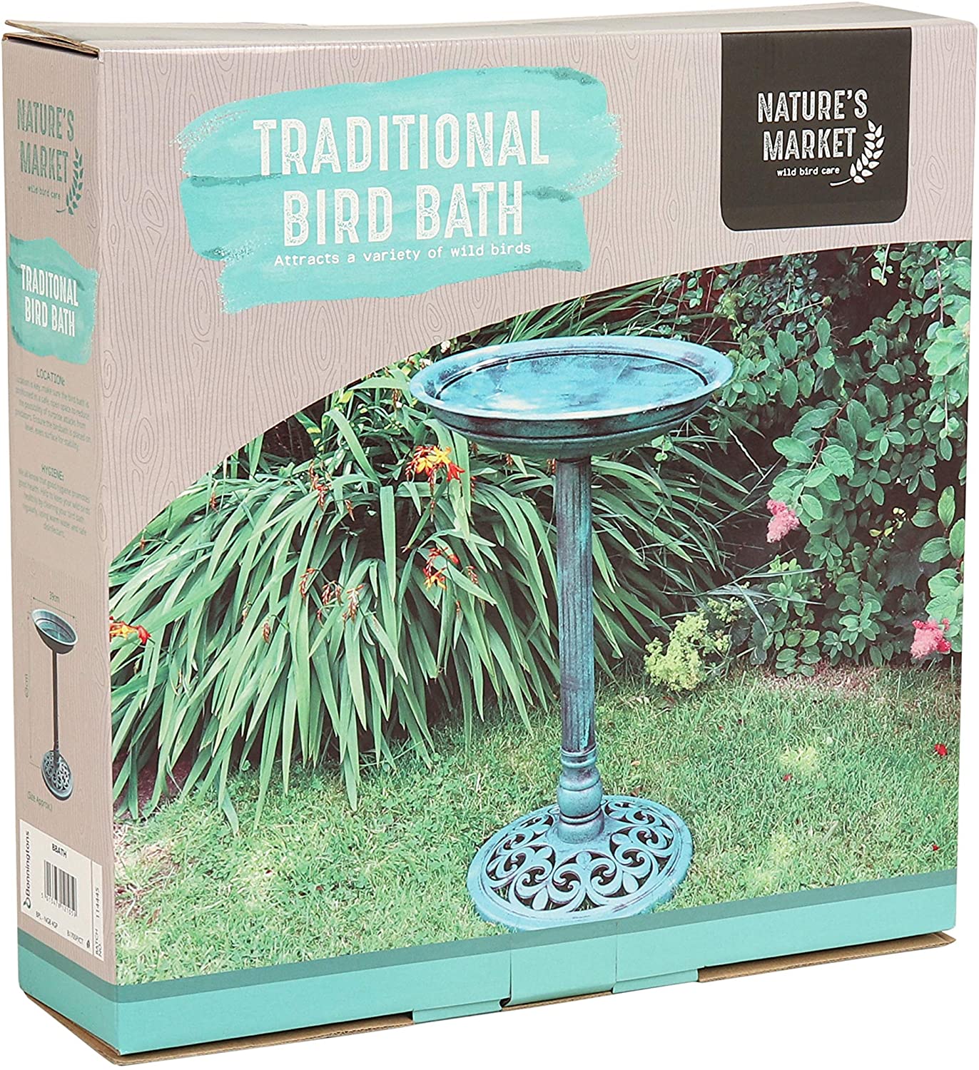 Traditional Bird Bath Pedestal Table Outdoor Waterproof Garden Feature Wild Bird
