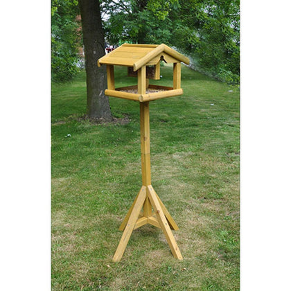 Bird Table With Built in Feeder Premium Wooden Free Standing Feeding Station