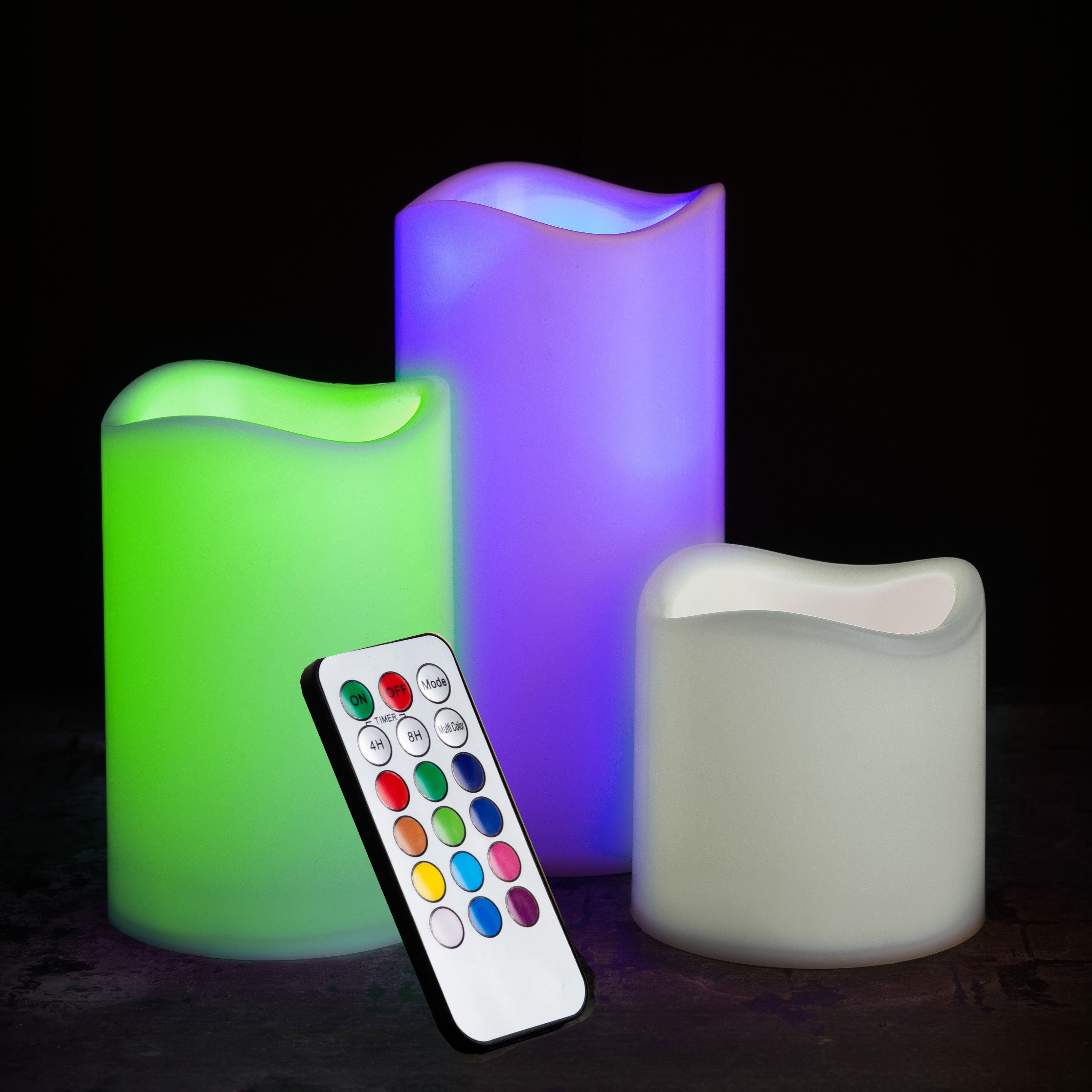 Colour Changing LED Candle Flameless Flickering LED Wax Mood Set with Remote