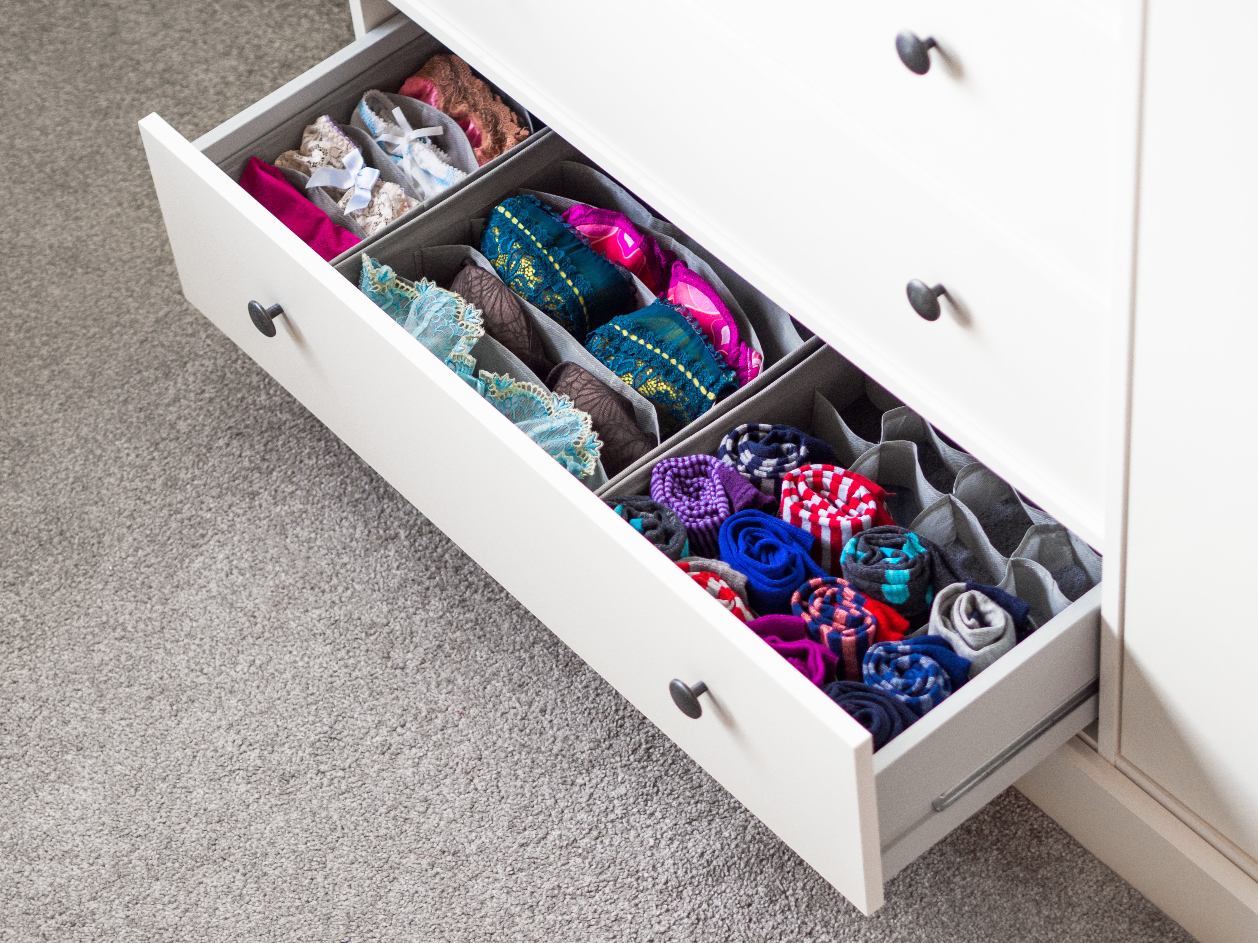 3 Pack Storage Drawer Organiser Storage Box Tidy Socks Bra Tie Underwear Divider