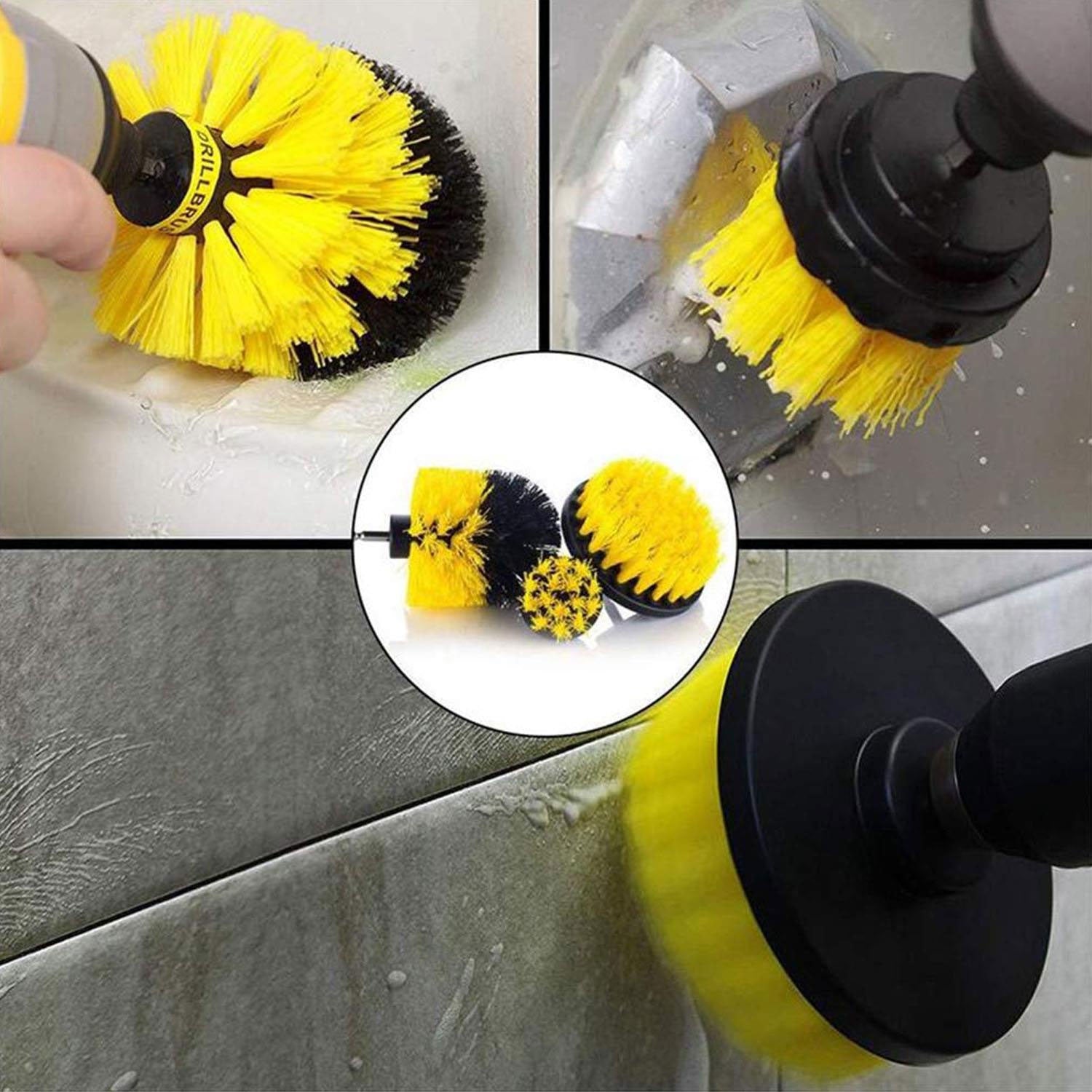 3PC Cleaning Drill Brush Cleaner Tool Electric Power Scrubber Kitchen Bath Car