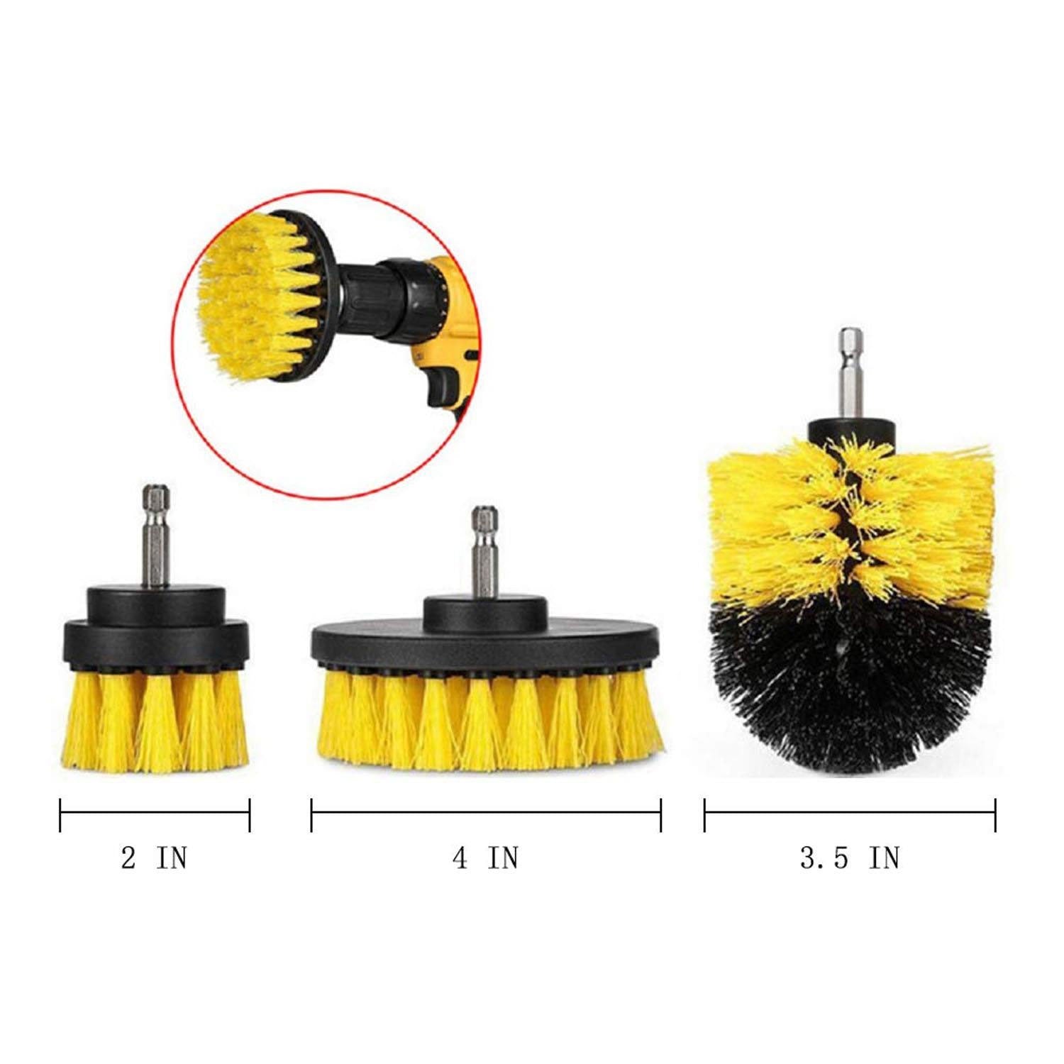 3PC Cleaning Drill Brush Cleaner Tool Electric Power Scrubber Kitchen Bath Car