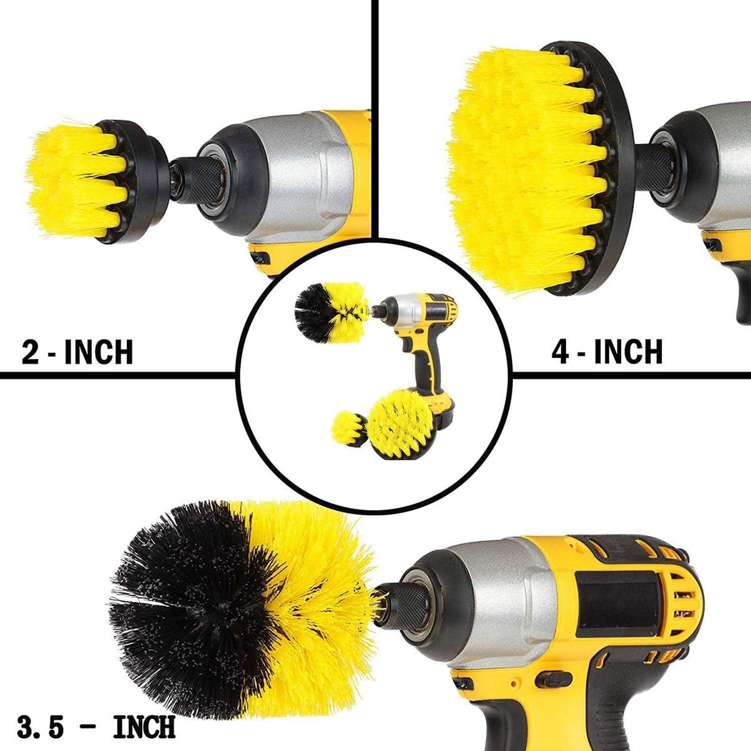 3PC Cleaning Drill Brush Cleaner Tool Electric Power Scrubber Kitchen Bath Car