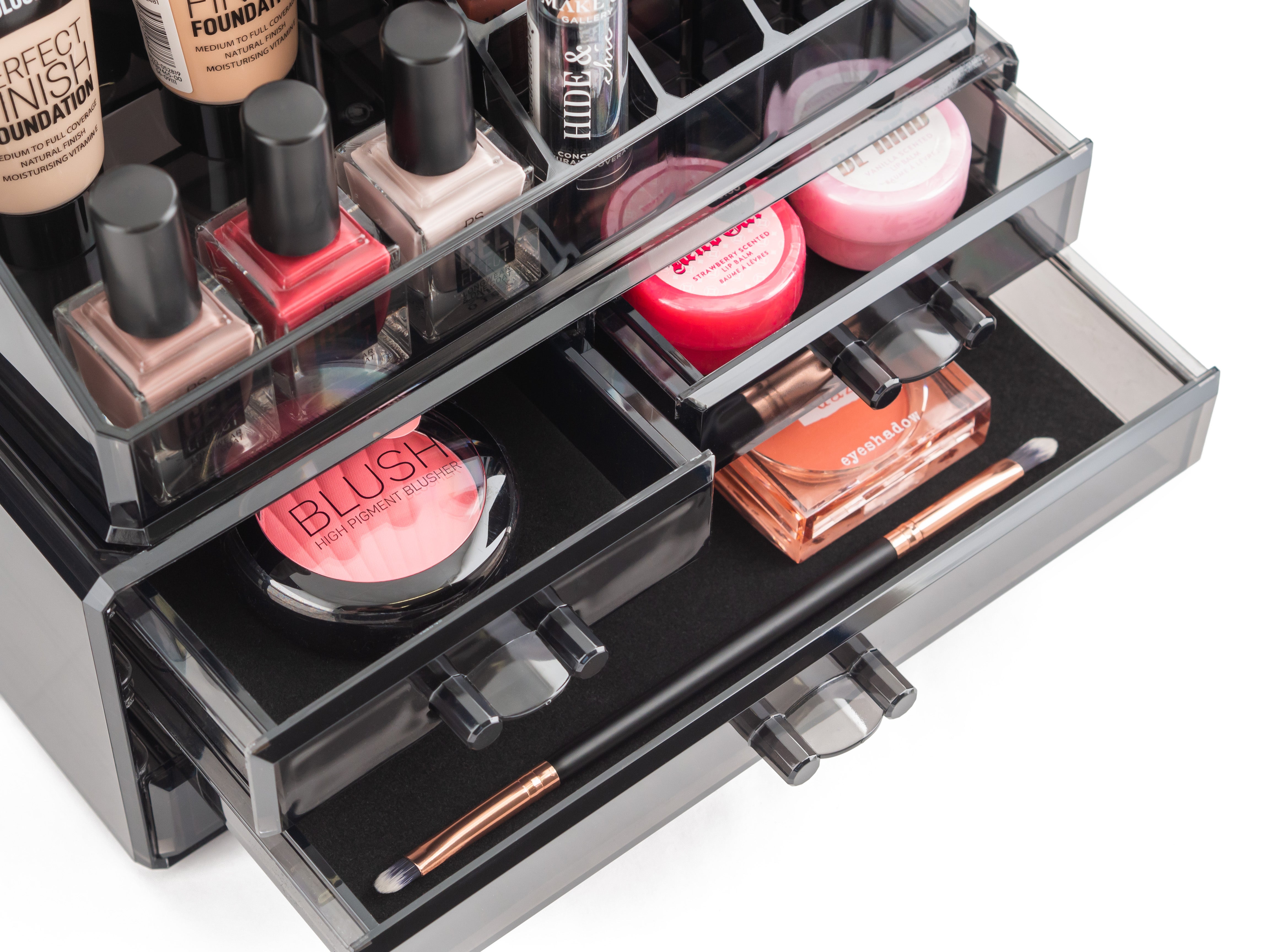 Cosmetic Make-Up 4 Drawer Storage Organiser Jewellery Box Makeup Case Dressing