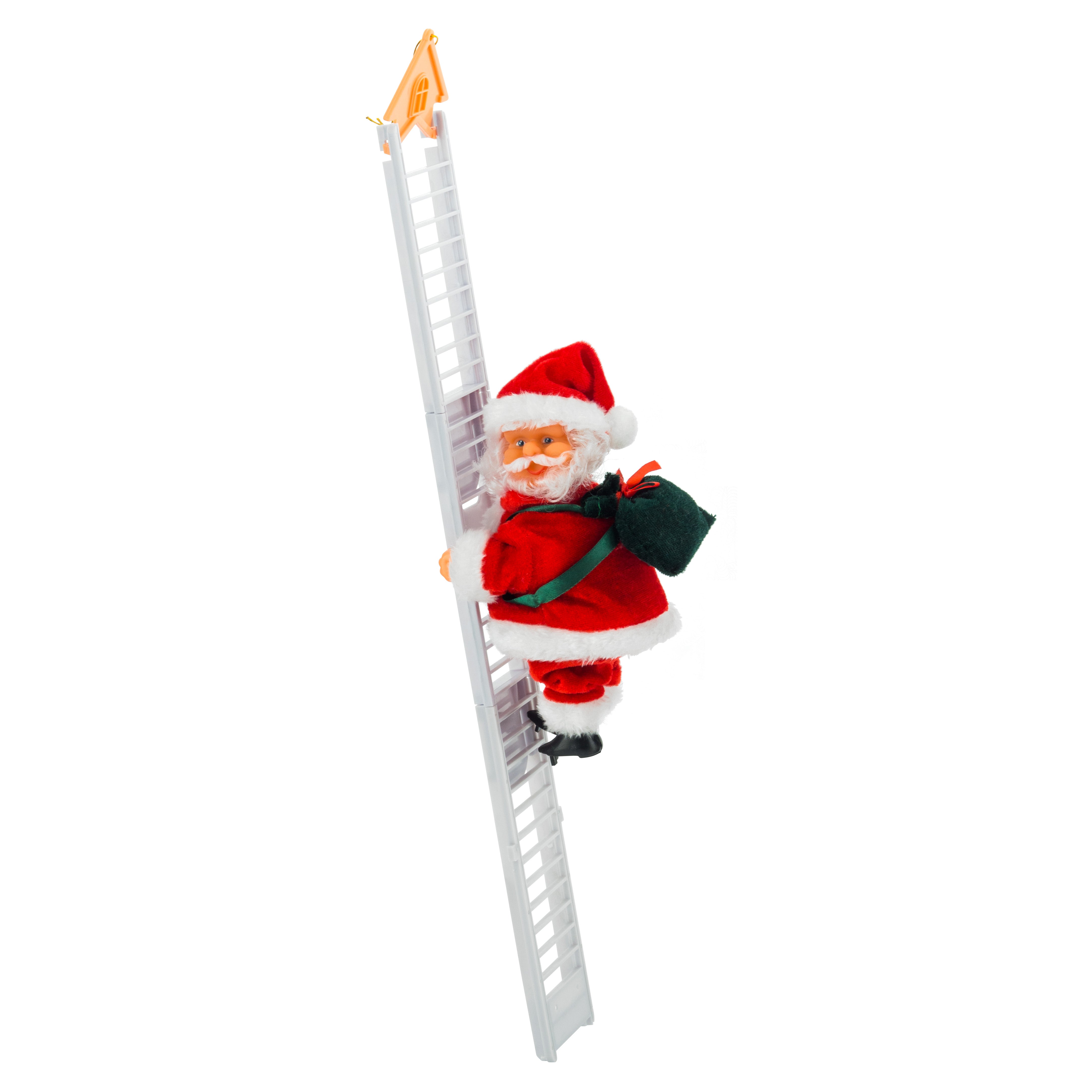 Electric Climbing Ladder Santa Claus Christmas Xmas Music Figurine Party Decor