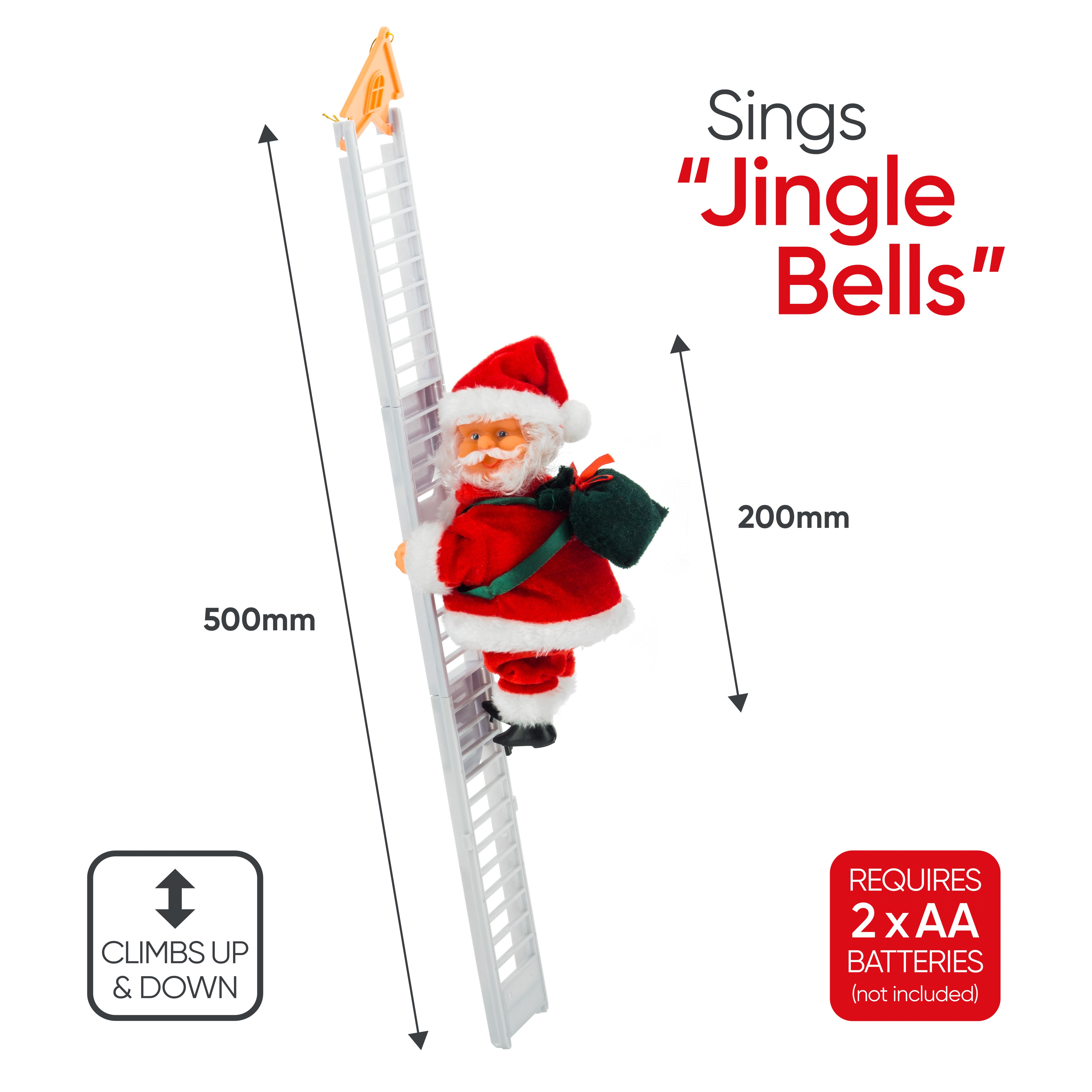 Electric Climbing Ladder Santa Claus Christmas Xmas Music Figurine Party Decor