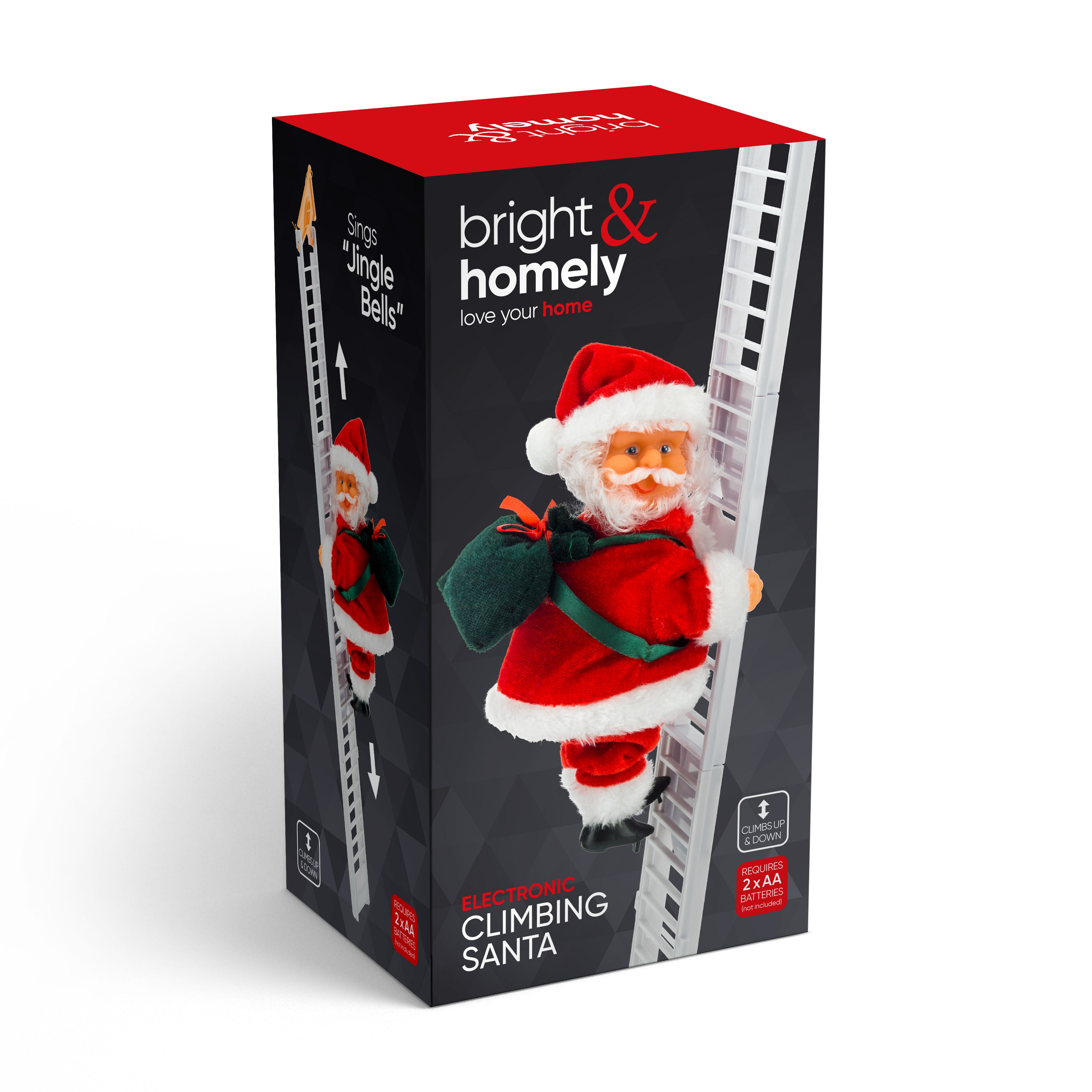 Electric Climbing Ladder Santa Claus Christmas Xmas Music Figurine Party Decor
