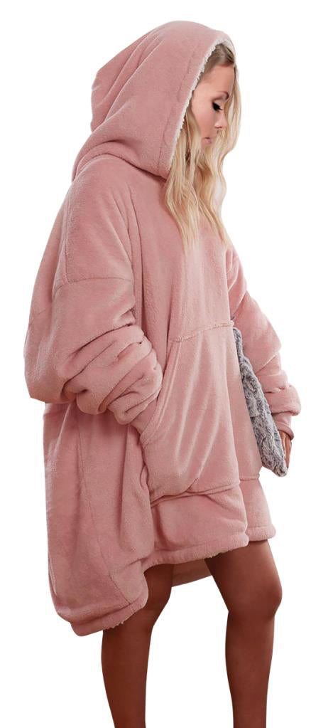Hoodie Blanket Reversible Oversized Ultra Plush Sherpa Giant Hooded Sweatshirt