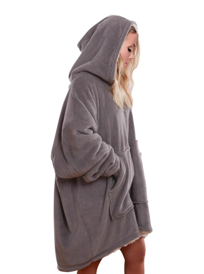 Hoodie Blanket Reversible Oversized Ultra Plush Sherpa Giant Hooded Sweatshirt