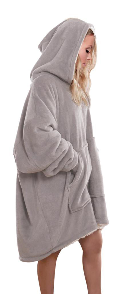 Hoodie Blanket Reversible Oversized Ultra Plush Sherpa Giant Hooded Sweatshirt