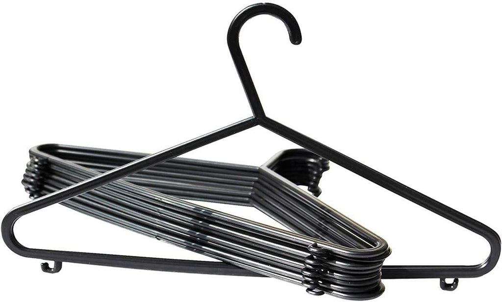 Adult Black Coat Hangers Strong Plastic Non-Slip Clothes Suit Trouser Bar 15 60