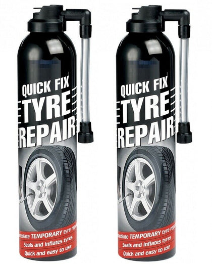 2 X Quick Fix Emergency Flat Tyre Inflate Puncture Repair Kit Car Van Bike Spray