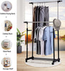 Adjustable Clothes Coat Garment Hanging Rail Rack Storage Double Stand Castors