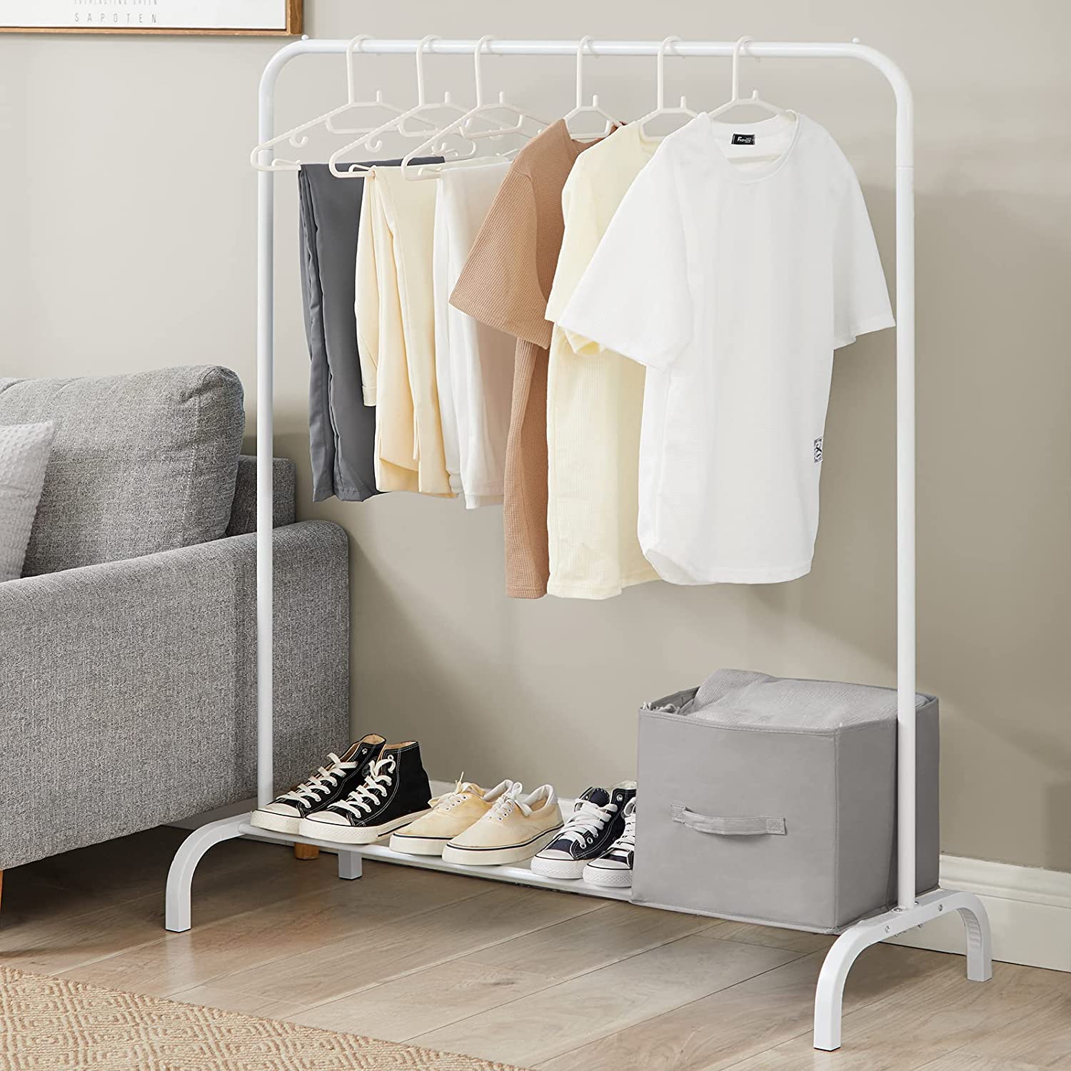 Heavy Duty Metal Clothes Rail Stand & Shoe Storage Shelf.