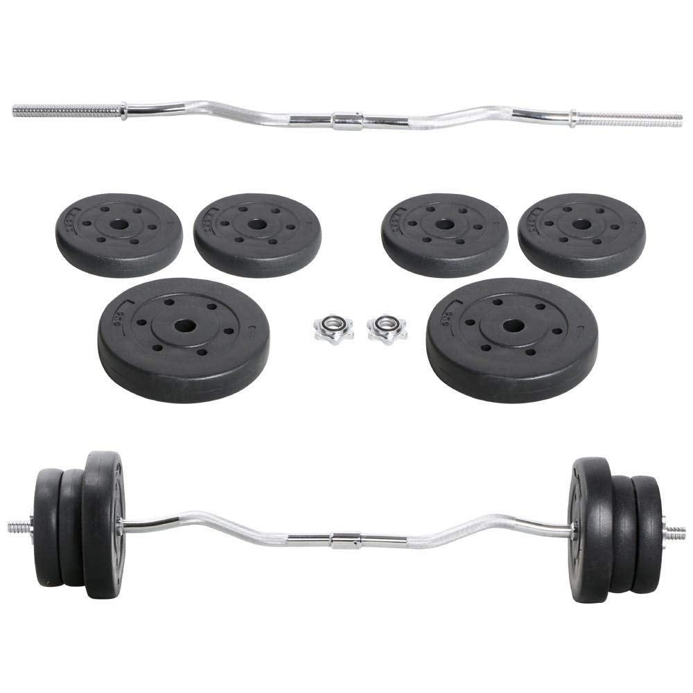 23.5kg EZ Curl Bent Bar Dumbbell Barbell Weights Set Workout Triceps Biceps