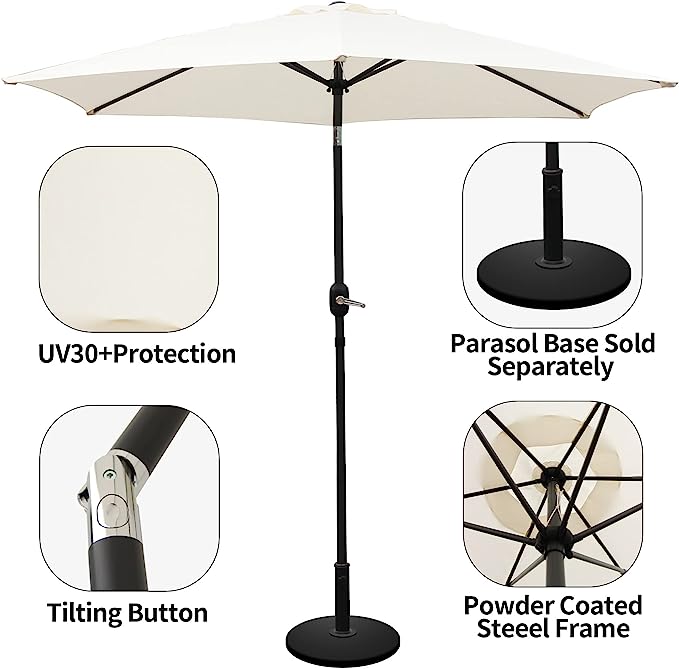 Garden Parasol 2.7m Tilt Sun Shade Umbrella Steel Crank Handle Open Close Large
