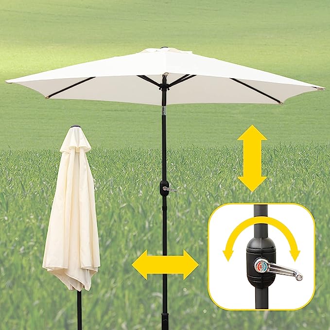 Garden Parasol 2.7m Tilt Sun Shade Umbrella Steel Crank Handle Open Close Large