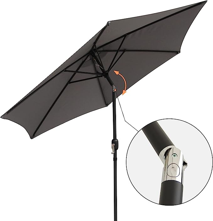 Garden Parasol 2.7m Tilt Sun Shade Umbrella Steel Crank Handle Open Close Large