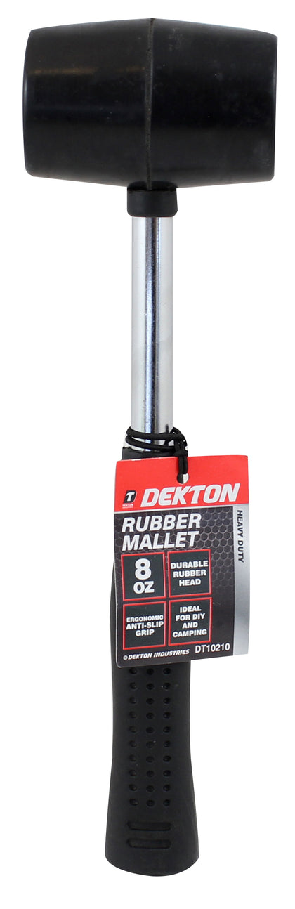 Dekton 8oz Hammer Mallet Rubber Grip Handle Camping Racking Diy Fibre Shaft Leis