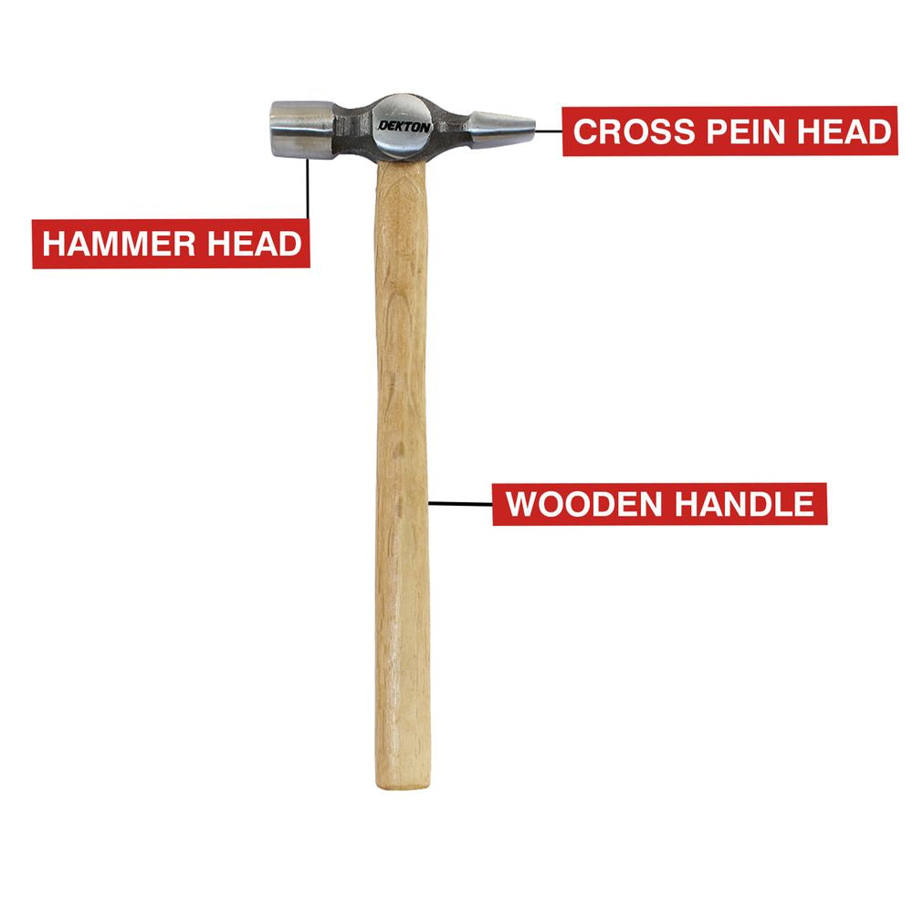 Dekton Cross Pein Hammer 20mm With Wooden Handle Lightweight Steel Head