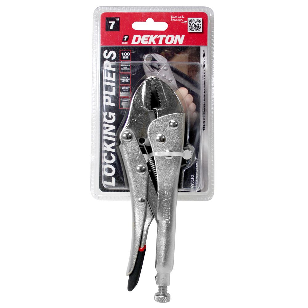 Dekton Straight Jaw Locking Grips Mole Gripping Adjustable Pliers 180mm (7