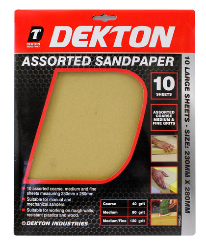 Dekton Assorted Abrasive Sandpaper Sheets Abrasive Sandpaper Sheets 10 Pack Incl