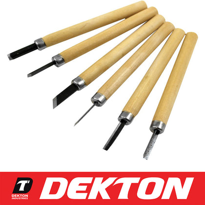 Dekton 6pc Wood Sculpt Carving Chisels Steel Tool Blades Kit Set Hobby Craft