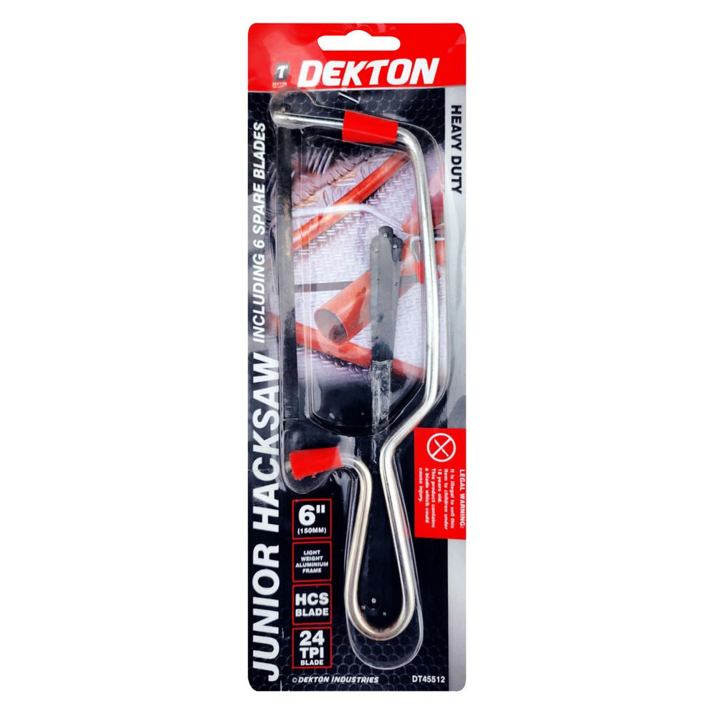 Dekton Junior Hacksaw With Blade & 6 Extra Blades Cutting Wood Steel Plastic